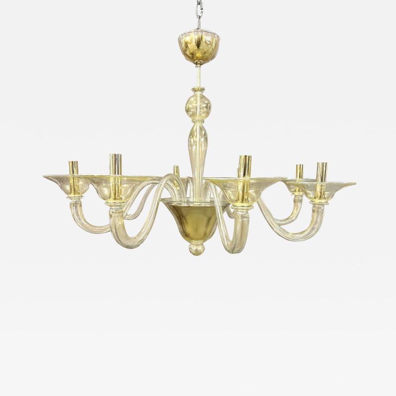Contemporary Linear Gold Murano Glass Chandelier