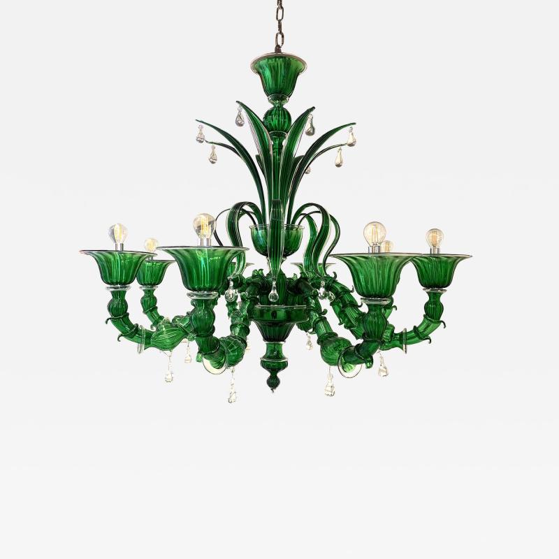 Contemporary Lively Green C Rezzonico Murano Glass Chandelier