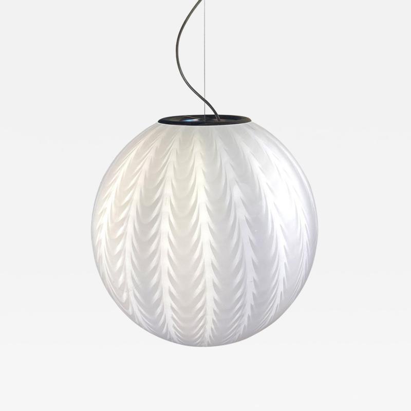 Contemporary Milky White Spider Sphere Pendant Lamp in Murano Glass