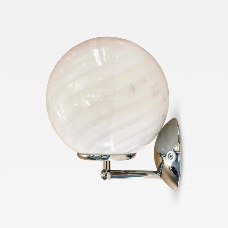 Contemporary Milky White Swirl Murano Glass Wall Sconce