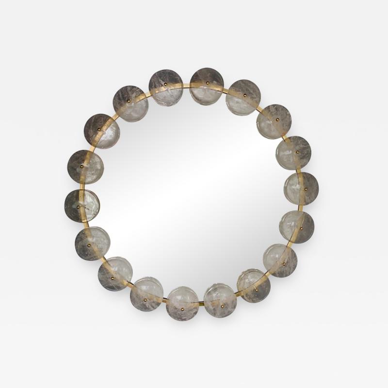 Contemporary Mirror Brass Rock Crystal Italy