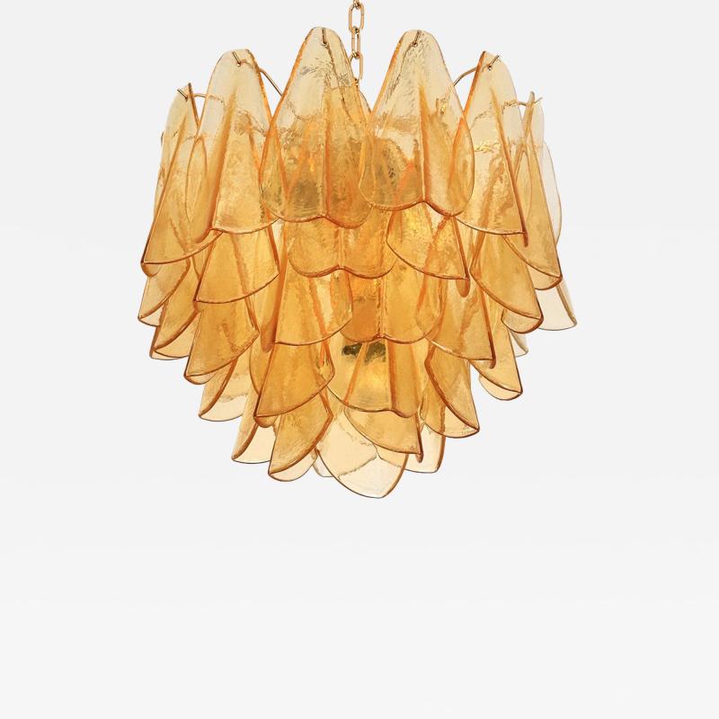 Contemporary Modern Amber Rondini Murano Glass Chandelier