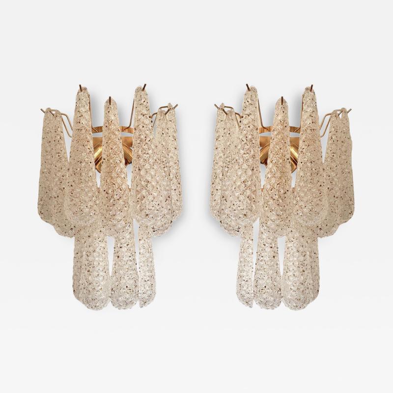 Contemporary Modern Conchiglie Murano Glass Gold Wall Sconce Set of Two