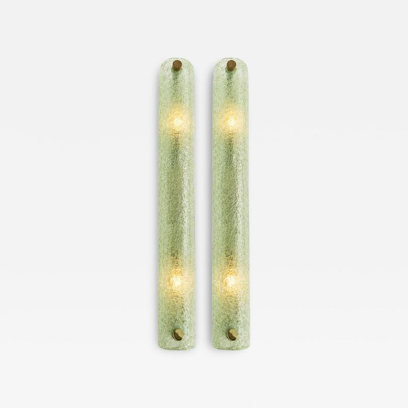 Contemporary Modern Green Graniglia Canalina Murano Glass Wall Sconce Set of 2