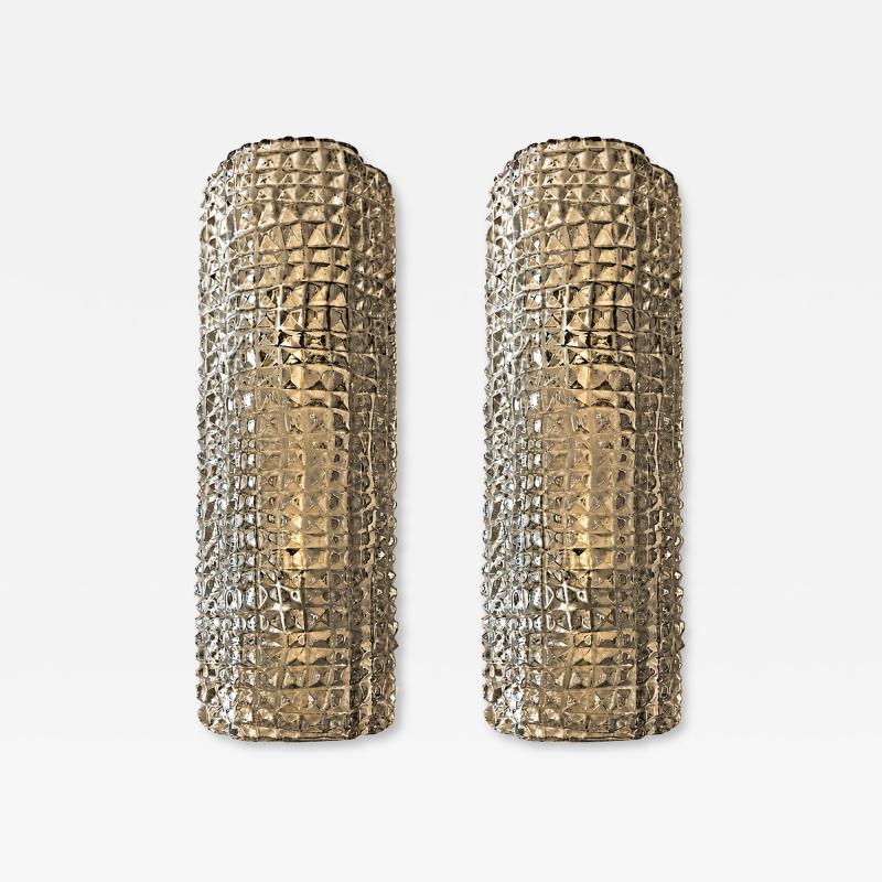 Contemporary Modern Smoked Fum Crocodile Murano Glass Wall Sconces Set of Two