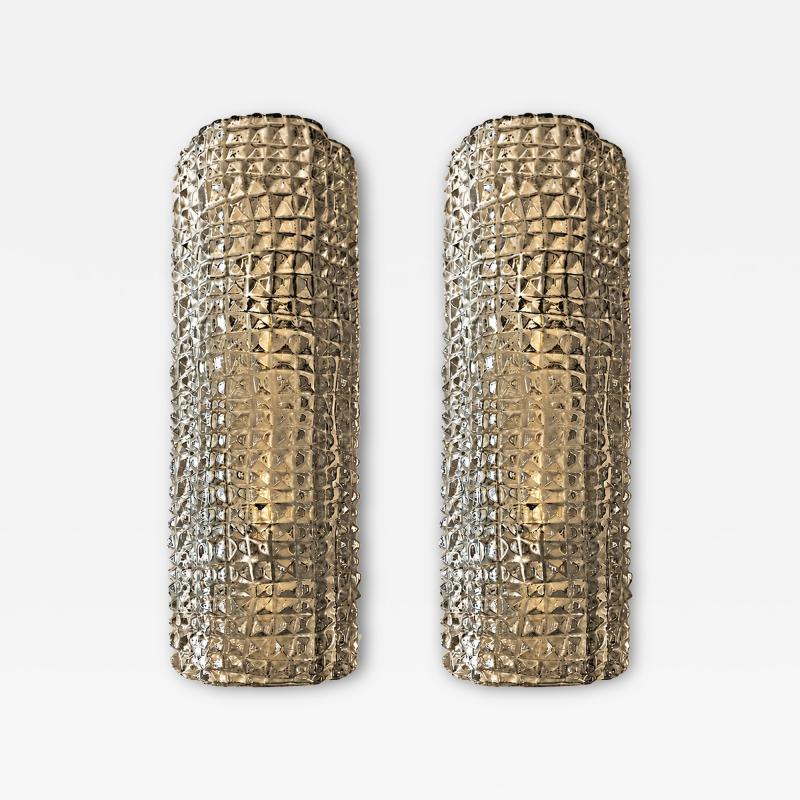 Contemporary Modern Smoked Fum Crocodile Murano Glass Wall Sconces Set of Two