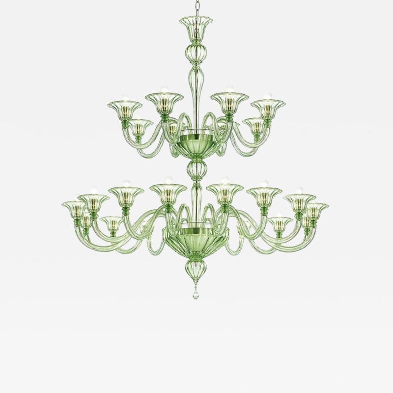 Contemporary Monumental Murano Glass Chandelier With Rigadin Detailing