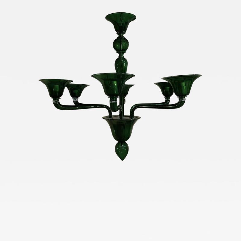 Contemporary Murano Glass Chandelier in Dec Style Decorated