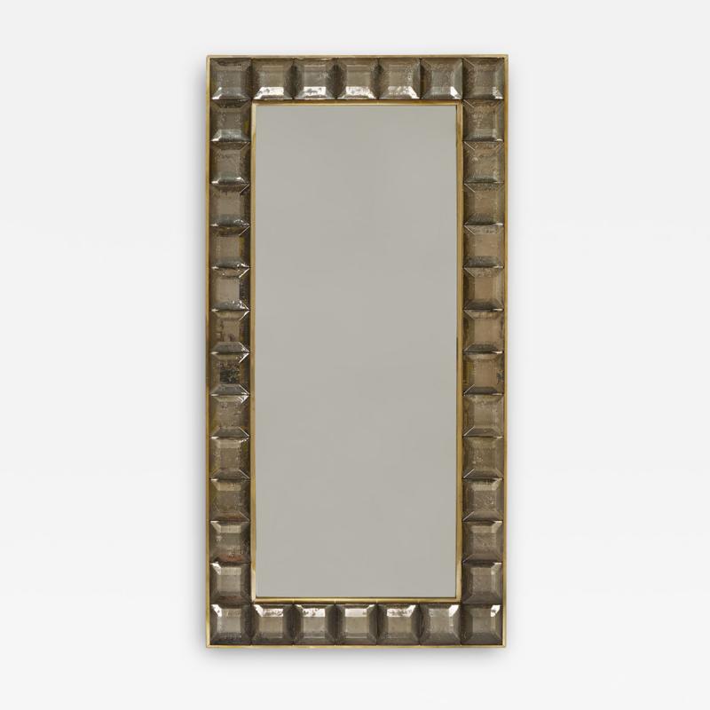 Contemporary Murano glass and brass fume Jewel mirror