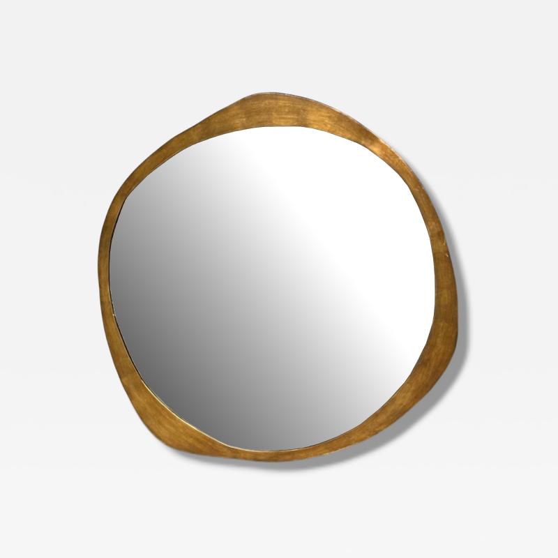 Contemporary Organic Modern Freeform Wall Mirror Brass 21st C 