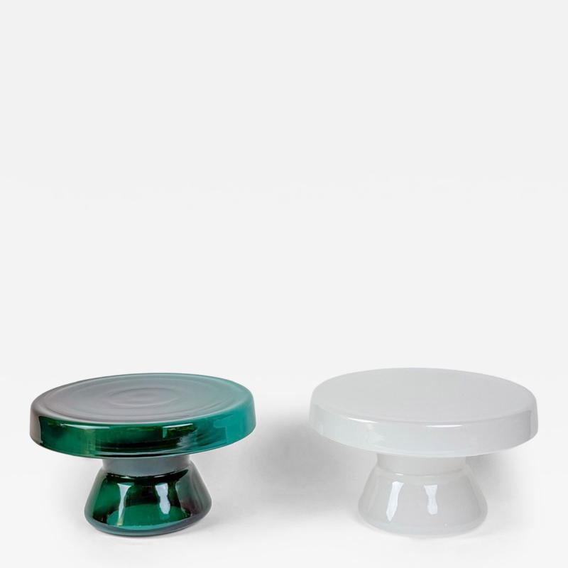 Contemporary Pair of Round Hand Blown Murano Glass Coffee Tables