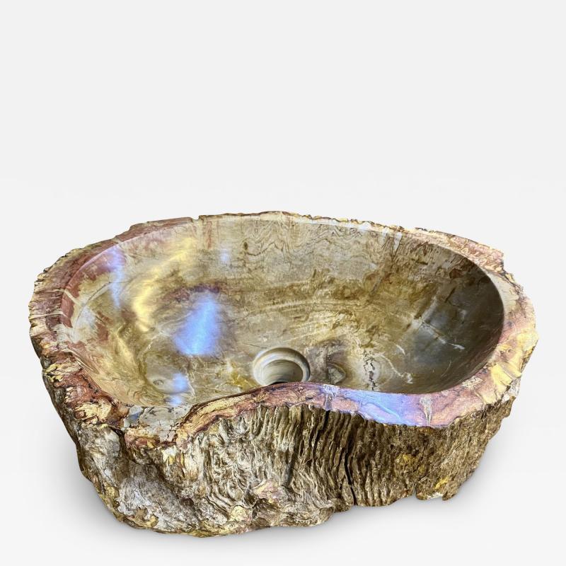 Contemporary Petrified Wood Sink in Beige Brown Yellow and Pink Tones 2024