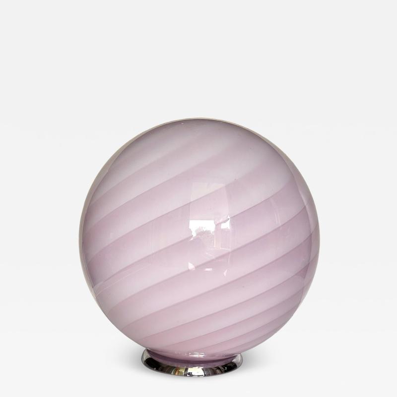 Contemporary Pink Swirl and Milky White Sphere Murano Glass Table Lamp