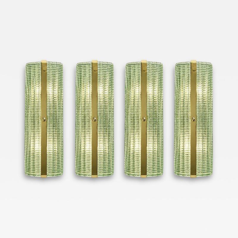 Contemporary Rectangular Murano Glass Wall Sconces With Chrome Finish Set of 4