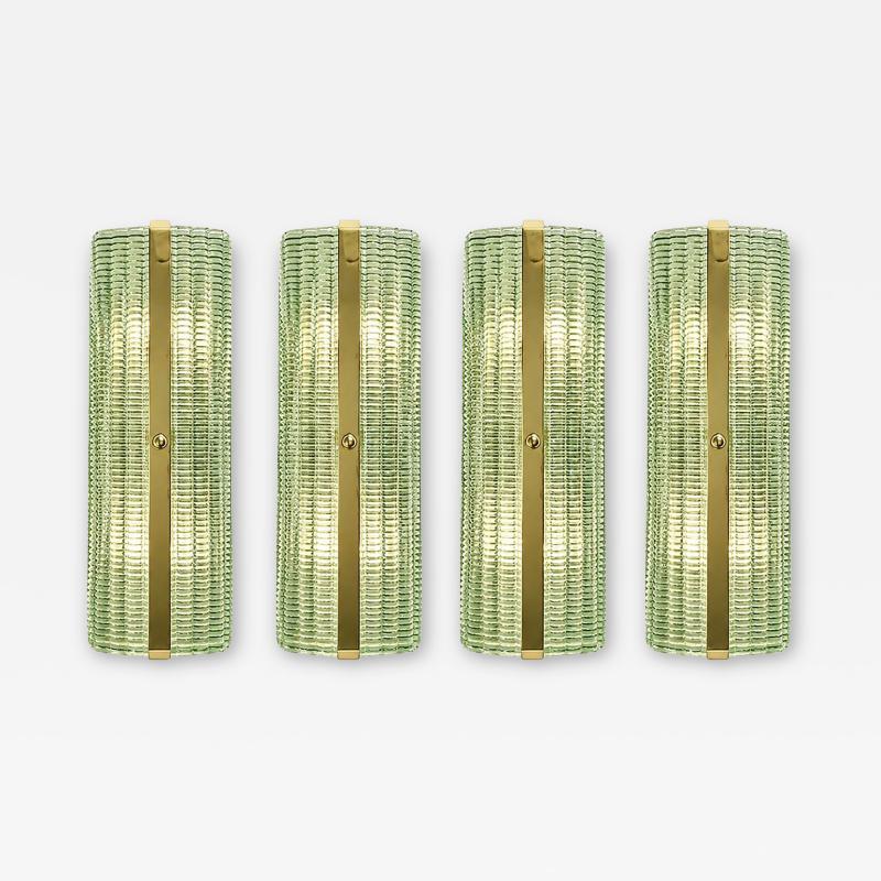 Contemporary Rectangular Murano Glass Wall Sconces With Chrome Finish Set of 4
