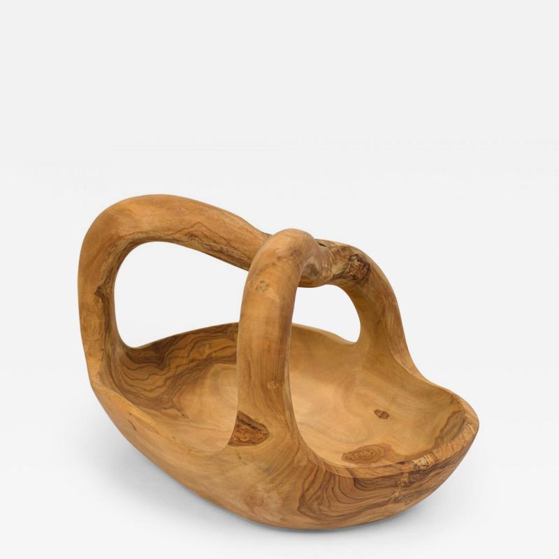 Contemporary Rustic Modern Organic Form Wooden Basket