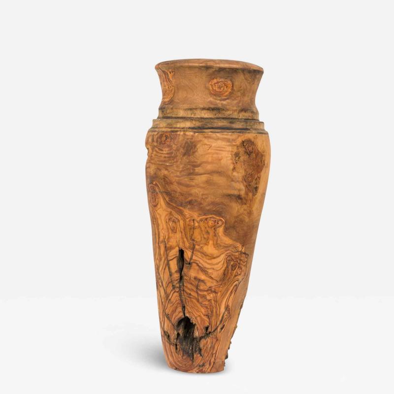 Contemporary Rustic Turned Wood Floor Vase