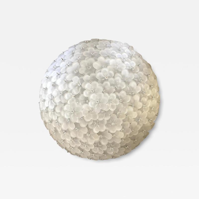 Contemporary Sanded Flowers Murano Glass Flush Mount
