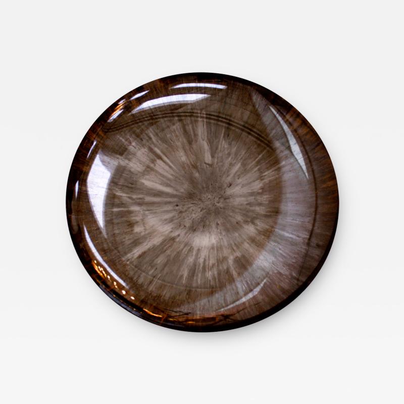 Contemporary Sculptural Concave Round Mirror in Brown Made in France