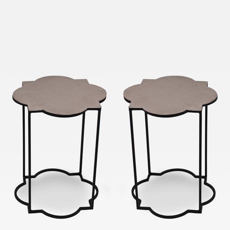 Contemporary Silver Geometric Metal Side Tables
