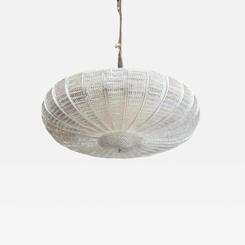 Contemporary Striped Transparent Murano Glass Flush Mount in Venini Style