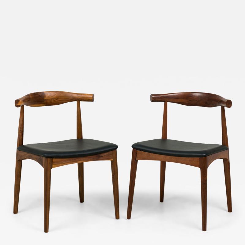 Contemporary Style Silva Walnut and Dark Brown Leather Dining Side Chairs