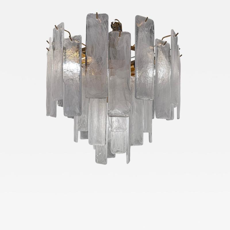 Contemporary Venied White Listelli Alabastro Murano Glass Style Chandelier