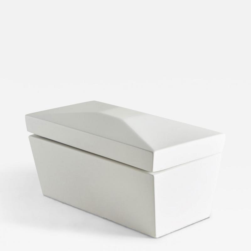 Contemporary White Lacquered Rectangular Wooden Decorative Box