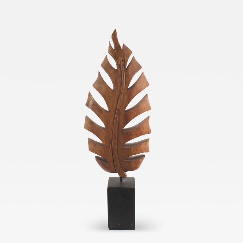 Contemporary Wooden Leaf Sculpture