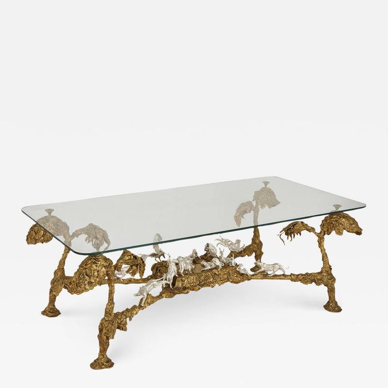 Contemporary gilt and silvered bronze animalier coffee table