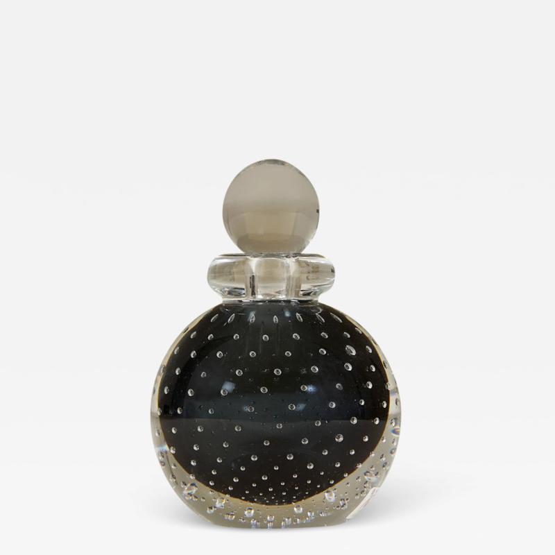 Contemporary grey black Murano Bullicante ball perfume bottle