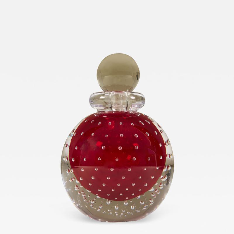 Contemporary red Murano bullicante ball perfume bottle