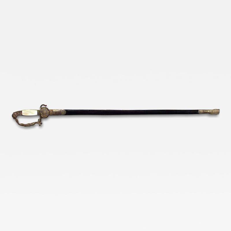 Continental Austrian Bronze Lion Head Sword with Scabbard