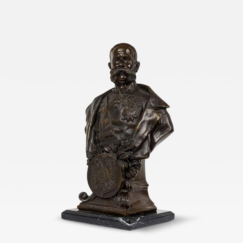 Continental Bronze Bust of a Mustachioed Dignitary Military Officer