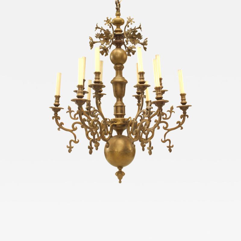 Continental Dutch 19th Cent Style Brass Chandelier
