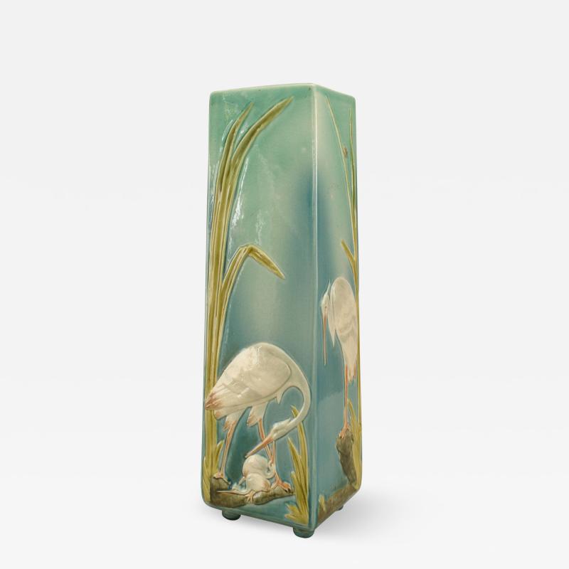 Continental German Blue Porcelain Heron Vase