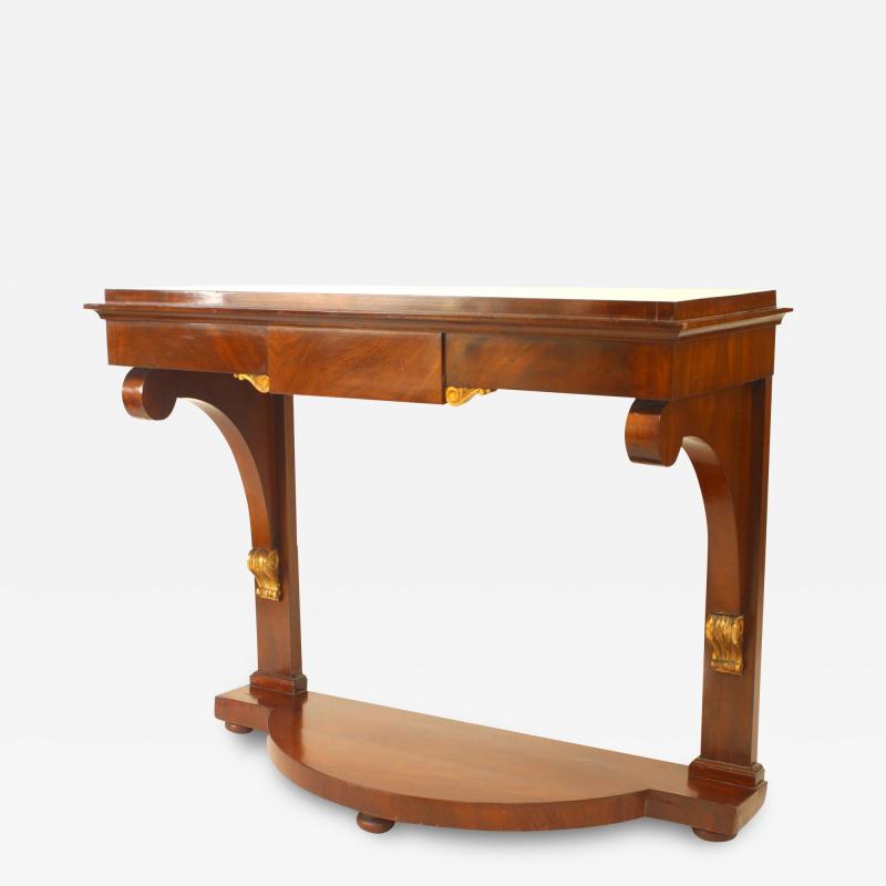 Continental German Mahogany Console Table