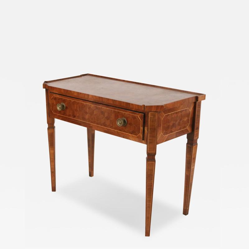 Continental German Mahogany Parquetry Veneer Console Table