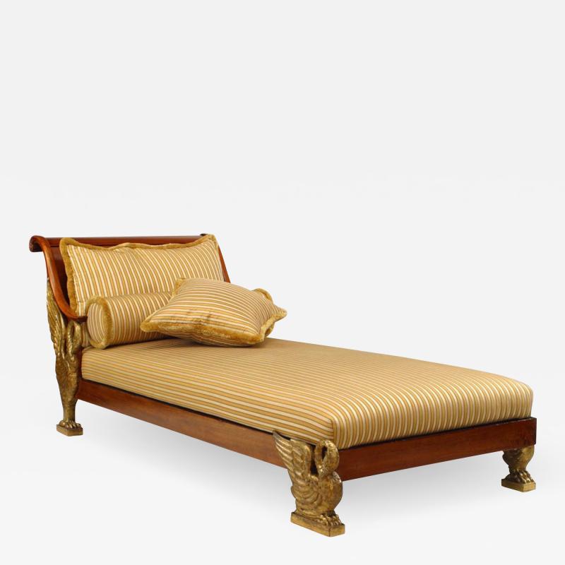 Continental Neoclassic Yellow Silk Chaise