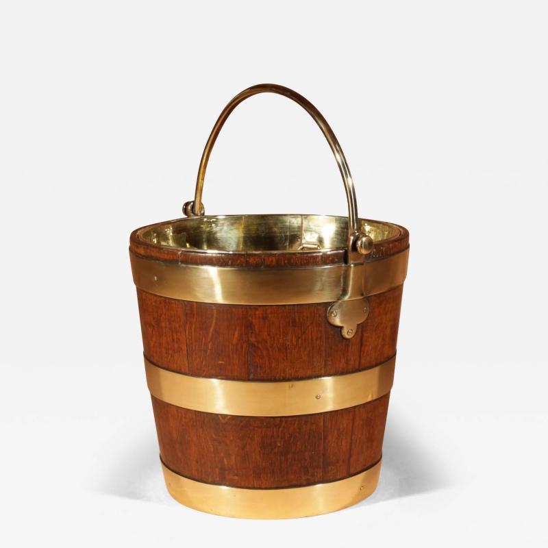 Coopered Oak And Brass Bucket Dutch 19th Century 