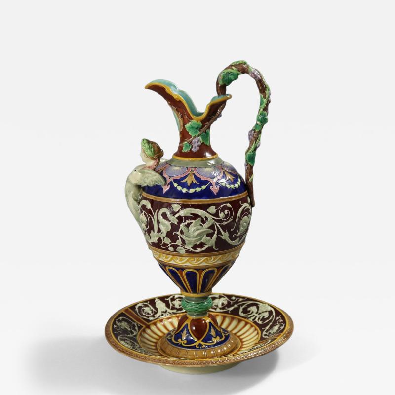 Copeland Majolica Renaissance Style Ewer And Stand