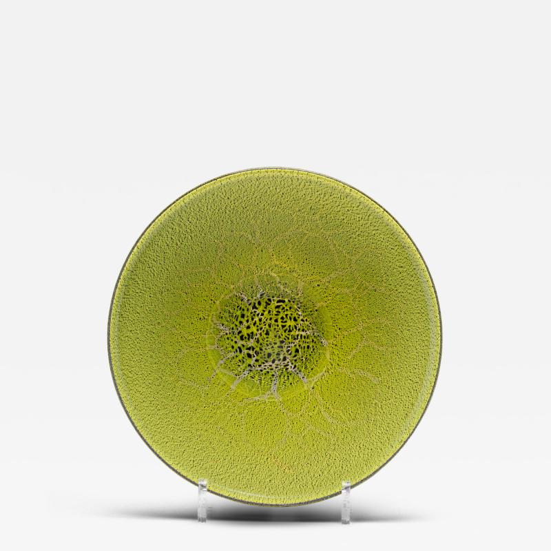 Copier Andries Dirk A D Copier Leerdam Unica Light Green Craquel Glass Dish c 1926