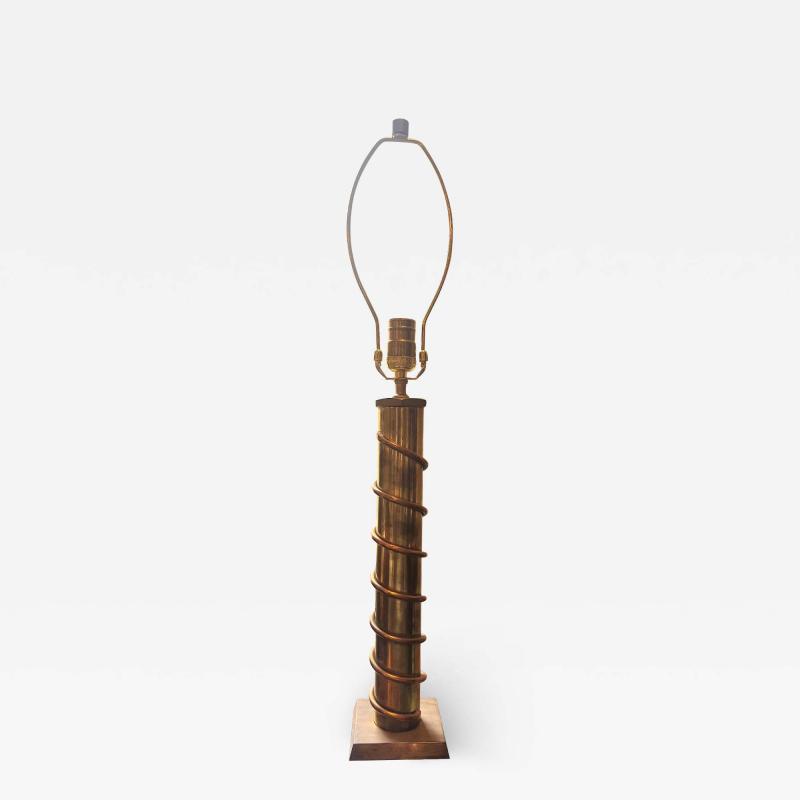 Copper and Brass Table Lamp France c 1940