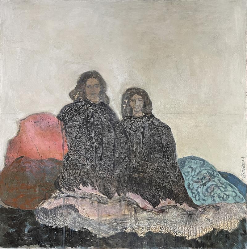 Corinne Tichadou LES DEUX SOEURS Two Sisters Oil painting by Corinne Tichadou