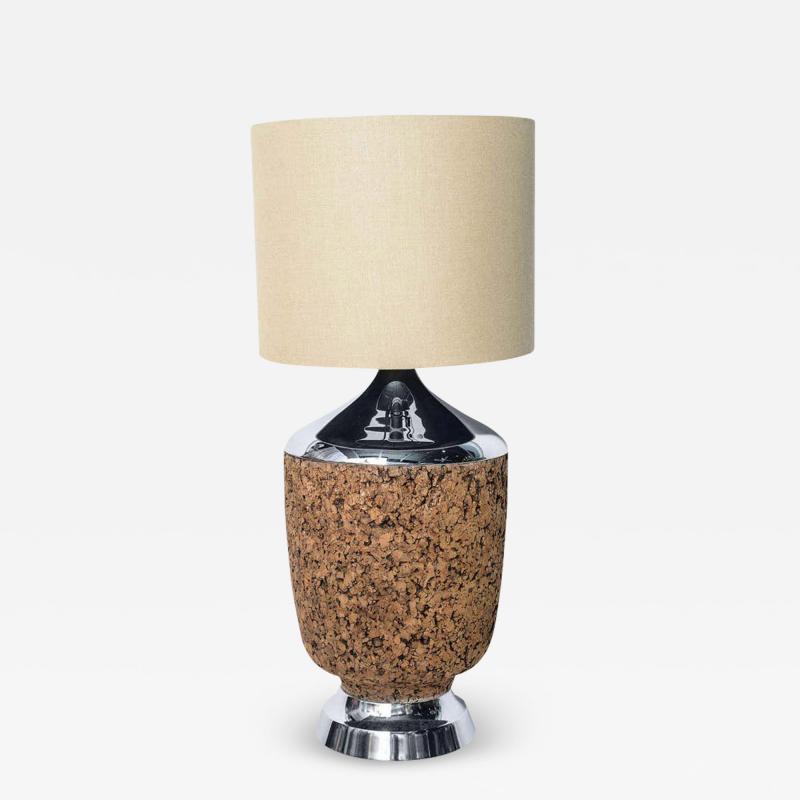 Cork and Chrome Table Lamp