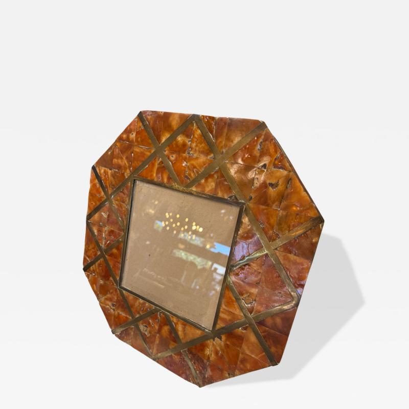 Cornici Amber Shell and Brass Geometric Picture Frame