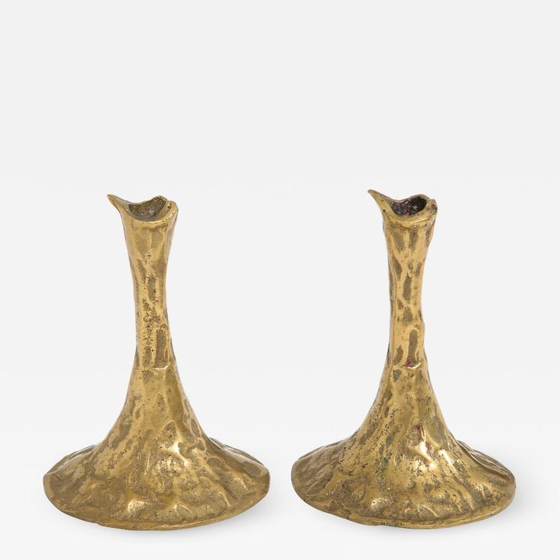 Costa Coulentianos Pair of Bronze Candlesticks by Costa Coulentianos