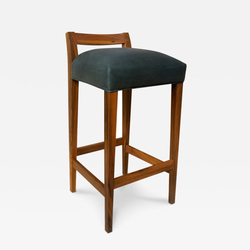 Costantini Design Umberto Contemporary Rosewood and Leather Stool