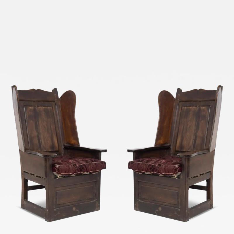 Couple of Vintage Italian Armchairs in Wood and Fabric