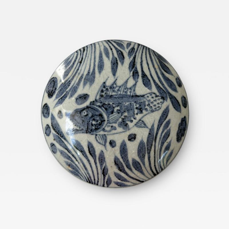 Covered box decorated with fish Late Yuan early Ming